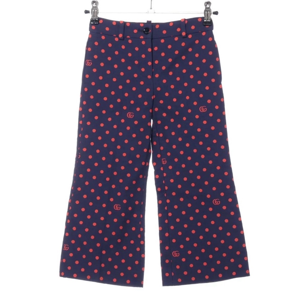 Gucci Navy Pants with Red Polka Dots